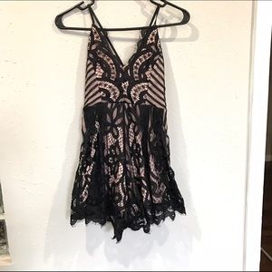 Black and nude romper